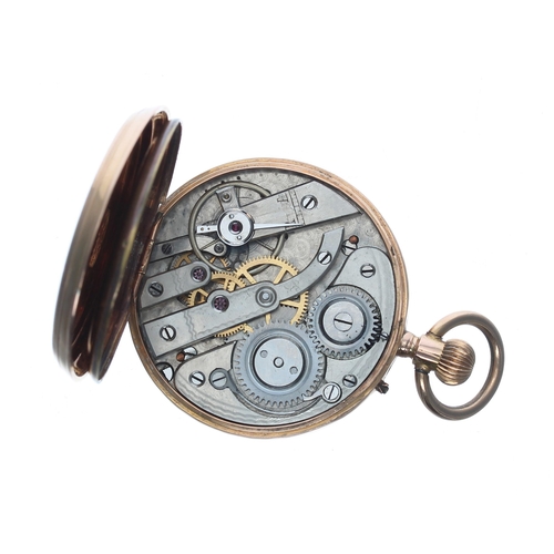 318 - Small Swiss 18ct cylinder pocket watch, 10 jewel bar movement with three arm balance and regulator, ... 