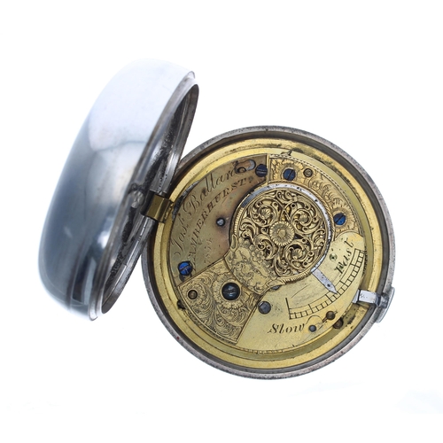 319 - Early Victorian silver verge pair cased pocket watch, London 1846, the fusee movement signed Jos'h B... 