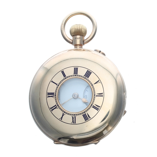 322 - J.W. Benson 'The Bank' 9ct half hunter lever pocket watch, London 1926, signed three quarter plate m... 