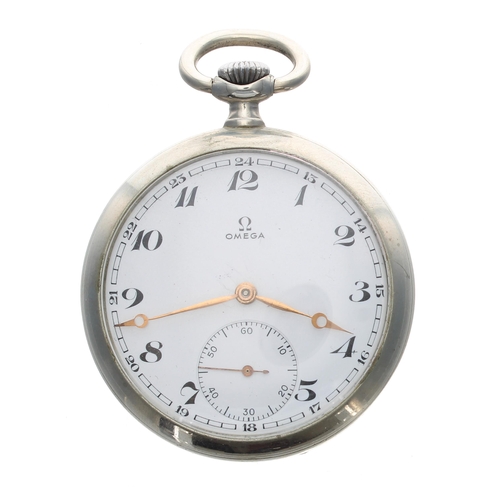 323 - Omega nickel cased lever pocket watch, circa 1935, signed 15 jewel movement, no. 8883957 with compen... 