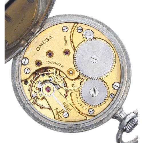 323 - Omega nickel cased lever pocket watch, circa 1935, signed 15 jewel movement, no. 8883957 with compen... 