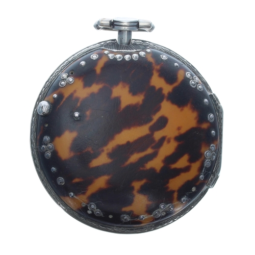 285 - Edward Prior silver and tortoiseshell triple cased verge pocket watch for the Turkish market, London... 