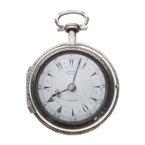 285 - Edward Prior silver and tortoiseshell triple cased verge pocket watch for the Turkish market, London... 