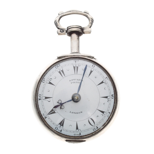 285 - Edward Prior silver and tortoiseshell triple cased verge pocket watch for the Turkish market, London... 