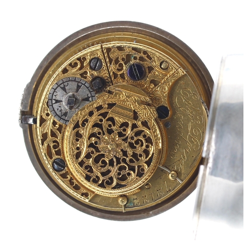 285 - Edward Prior silver and tortoiseshell triple cased verge pocket watch for the Turkish market, London... 