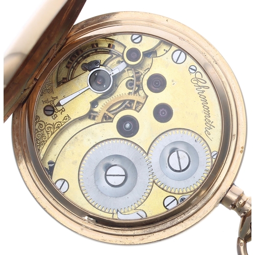 320 - Invicta 18ct 'Chronometre' lever set hunter pocket watch, gilt three quarter plate movement inscribe... 