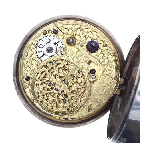 305 - Good English 18th century silver pair cased verge pocket watch, the fusee movement signed S. Watson,... 