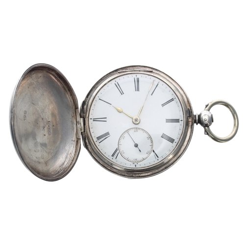 334 - Victorian silver fusee lever hunter pocket watch, London 1856, unsigned movement, no. 14165, with en... 