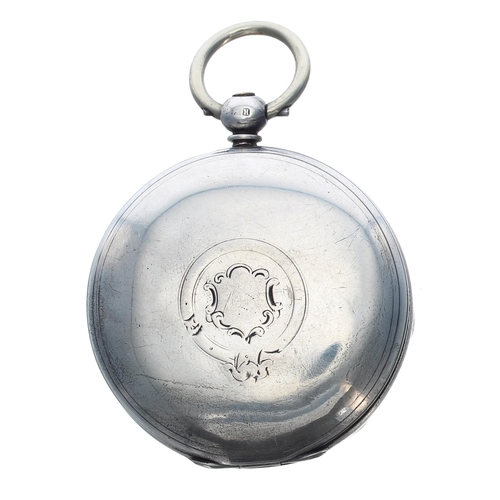 334 - Victorian silver fusee lever hunter pocket watch, London 1856, unsigned movement, no. 14165, with en... 