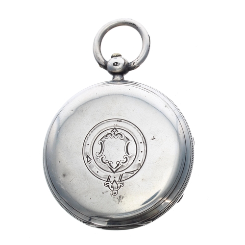 329 - Victorian silver fusee lever pocket watch, London 1877, unsigned movement, no. 12280, with engraved ... 