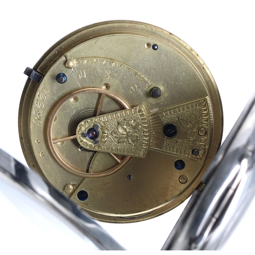 329 - Victorian silver fusee lever pocket watch, London 1877, unsigned movement, no. 12280, with engraved ... 