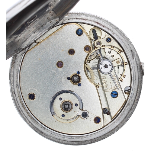 336 - Silver lever hunter pocket watch, three quarter plate movement with compensated balance and regulato... 