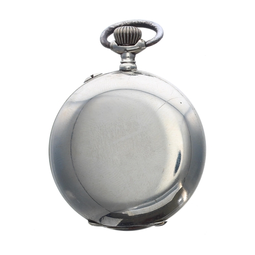 337 - Hebdomas 8-day nickel cased pocket watch, the dial with Arabic numerals and visible balance, within ... 