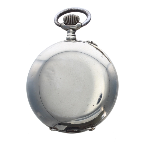 337 - Hebdomas 8-day nickel cased pocket watch, the dial with Arabic numerals and visible balance, within ... 