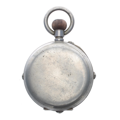 344 - Goliath calendar nickel cased lever pocket watch, the gilt frosted bar movement with compensated bal... 