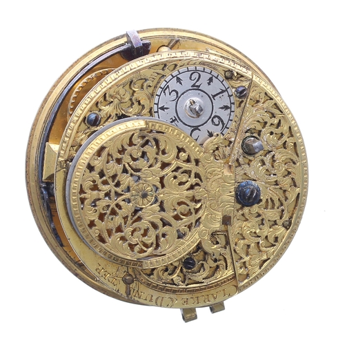 310 - Rare early 18th century Anglo-Dutch Oignon white metal verge pair cased pocket watch, with single mi... 