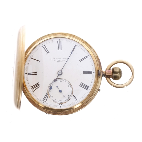 290 - Joseph Penlington 18ct half hunter lever pocket watch, London 1872, the gilt frosted three quarter p... 