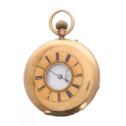 290 - Joseph Penlington 18ct half hunter lever pocket watch, London 1872, the gilt frosted three quarter p... 