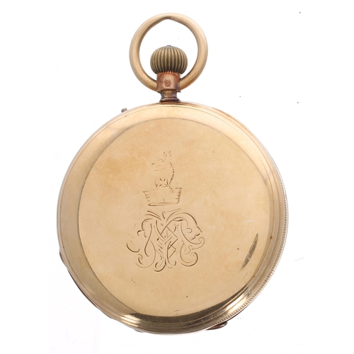 290 - Joseph Penlington 18ct half hunter lever pocket watch, London 1872, the gilt frosted three quarter p... 