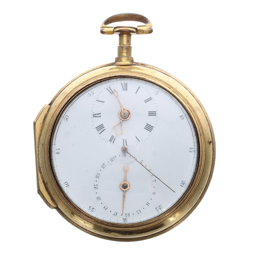 340 - George III gilt metal verge pair cased doctor's dial pocket watch, fine fusee movement signed Green,... 