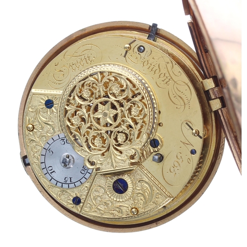 340 - George III gilt metal verge pair cased doctor's dial pocket watch, fine fusee movement signed Green,... 