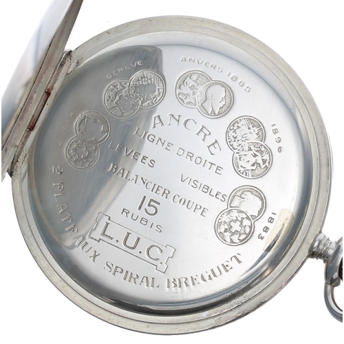 349 - Chopard L.U.C silver (0.800) lever dress pocket watch, the gilt movement signed L.U.C. with gilt com... 