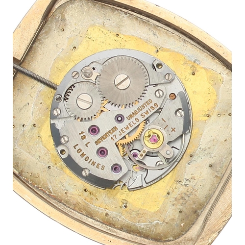 351 - Longines gold plated dress fob watch, cal. 18L 17 jewel unadjusted movement, signed dial with applie... 