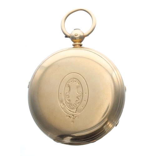 280 - Patent Marine Chronograph Centre Seconds 18ct lever pocket watch, Chester 1878, full plate movement ... 