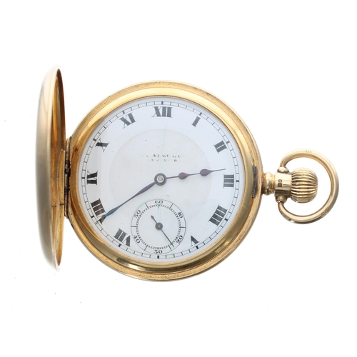 315 - Rolex 18ct lever half hunter pocket watch, Birmingham 1927, Rolex Extra Prima 17 jewel timed six pos... 