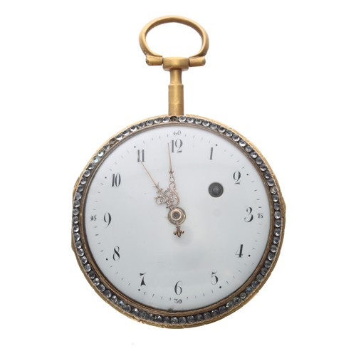 357 - Attractive 19th century Continental gilt metal and enamel verge pocket watch, unsigned gilt fusee mo... 