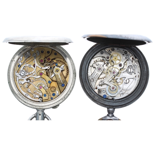 368 - West End Watch Co. centre seconds chronograph nickel cased lever pocket watch, signed movement, sign... 