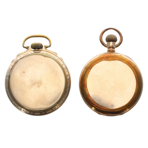 388 - Thos. Russell & Son 'Tempus Fugit' gold plated lever hunter pocket watch, 10 jewel, 50mm (case h... 