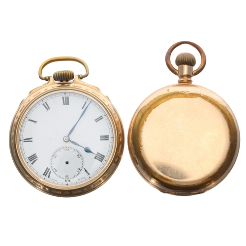 388 - Thos. Russell & Son 'Tempus Fugit' gold plated lever hunter pocket watch, 10 jewel, 50mm (case h... 