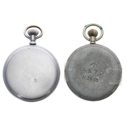 389 - British Military Army issue nickel cased lever pocket watch, cal 30 15 jewel movement, screw case wi... 