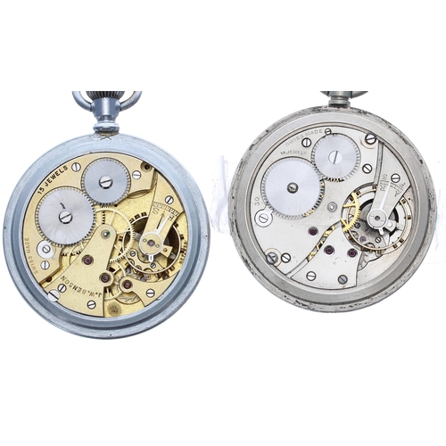 389 - British Military Army issue nickel cased lever pocket watch, cal 30 15 jewel movement, screw case wi... 