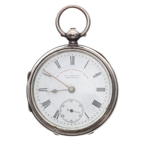 390 - J.G. Graves 'The Express English Lever' silver lever engine turned pocket watch, Chester 1901, 53mm... 