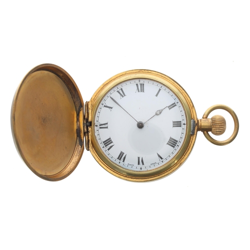 391 - Swiss gold filled lever hunter engine turned pocket watch, 50mm