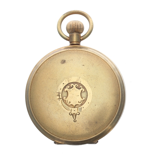 391 - Swiss gold filled lever hunter engine turned pocket watch, 50mm