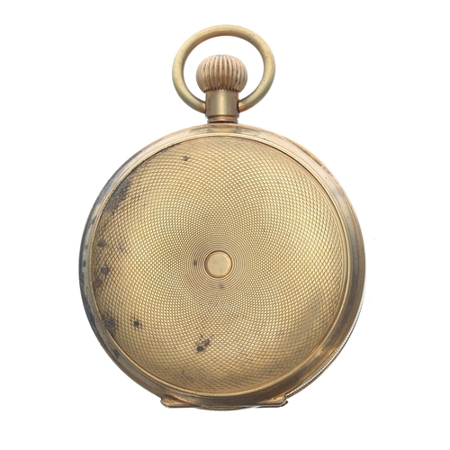 391 - Swiss gold filled lever hunter engine turned pocket watch, 50mm