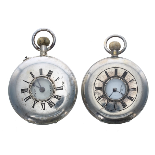 392 - Two white metal half hunter pocket watches (2)