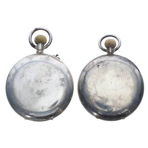 392 - Two white metal half hunter pocket watches (2)