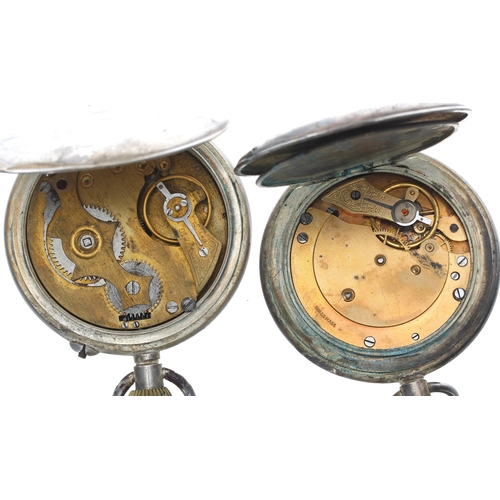 392 - Two white metal half hunter pocket watches (2)