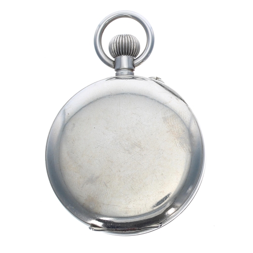 394 - Hebdomas Patent 8 days nickel cased pocket watch, the dial with enamel Roman numerals over a visible... 