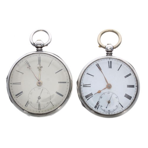 398 - Two silver fusee lever pocket watches for repair, one signed Weisser, Plymouth, the other unsigned, ... 