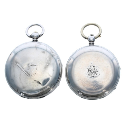 398 - Two silver fusee lever pocket watches for repair, one signed Weisser, Plymouth, the other unsigned, ... 