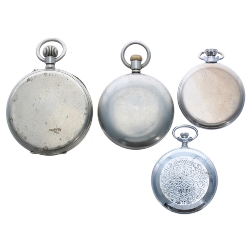 400 - Nickel cased lever pocket watch for repair, 58mm; together with a Services chrome cased lever pocket... 