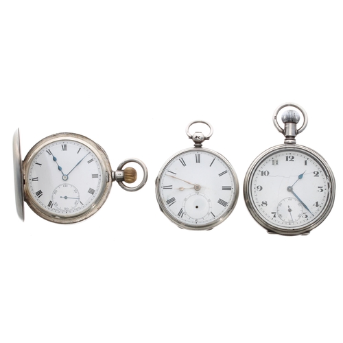 401 - Dimier Freres & Co silver lever half hunter pocket watch for repair, 51mm; together with a silve... 