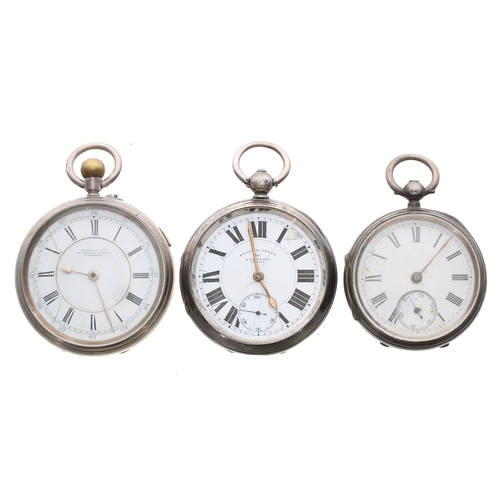 406 - Silver lever engine turned pocket watch, signed A. Yewdall, Leeds, 54mm (lacking glass); together wi... 