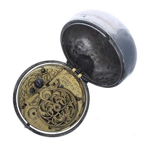 410 - 18th century silver verge pair cased pocket watch for the Turkish Market, the fusee movement signed ... 