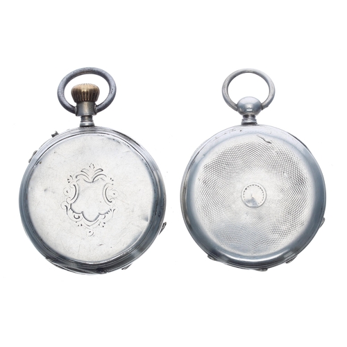 412 - Two white metal cylinder pocket watches for repair, the cuvette on each signed Vacheron, Genéve, 45m... 